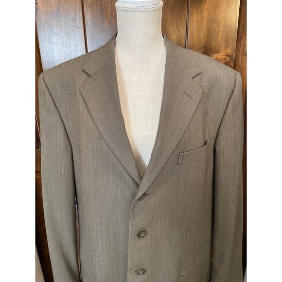 Vintage Monsieur by Givenchy 100% Worsted Wool Mens Blazer Jacket 44L Brown/Blk - Picture 3 of 11